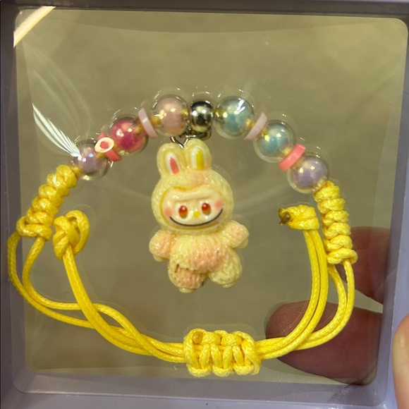 Labubu Little Monster Beaded Adjustable Woven Bracelet - Yellow New - Picture 5 of 13